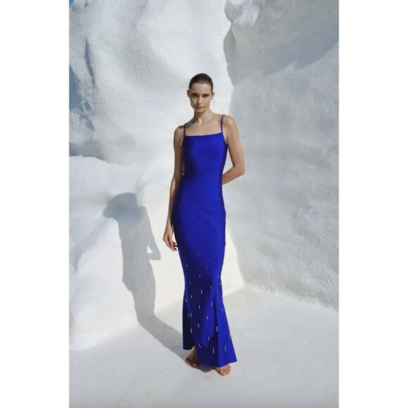 Baobab Cale Beaded Maxi Dress Cassiopea Blue Purple Womens Size Small - Picture 1 of 15